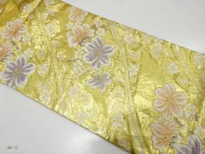 流水に花模様織り出し　振袖用袋帯